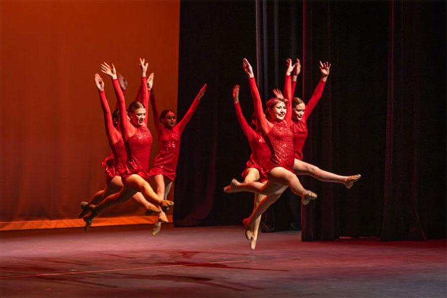 A group of dancers performing at the SJC Henderson Fine Arts Center during the Holiday Spectacular
